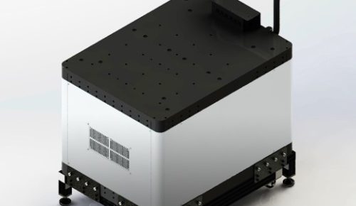 台車タイプのロボット架台の脚元にうんぱんマンをドッキングし移動を容易に